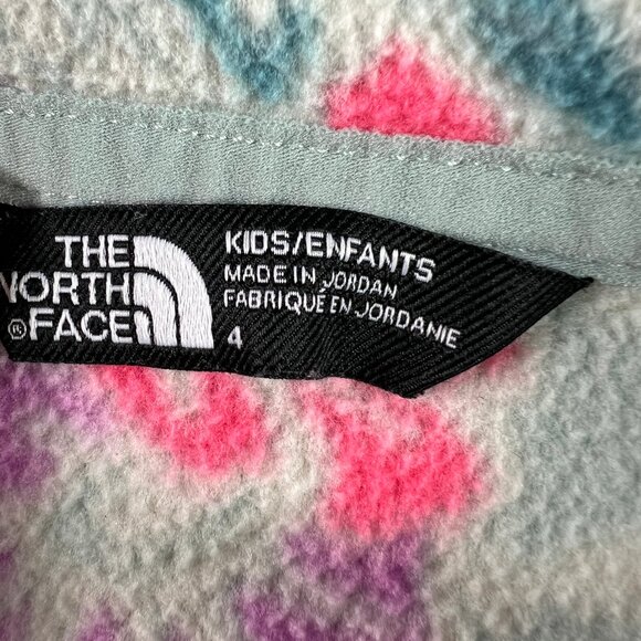 The North Face Sweatshirt Kids Girls 4 Green Floral Faded Fleece Full Zip Hoodie - Picture 9 of 15